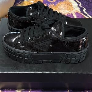 Prada Black Sequin Sneakers
